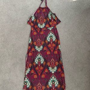 Maxi boho print halter dress by Veronica M. Size M.